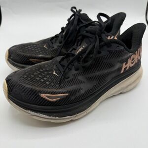 Hoka Clifton 9 Women's‎ Running Shoes Black Rose Gold Athletic Sneakers Size 8.5